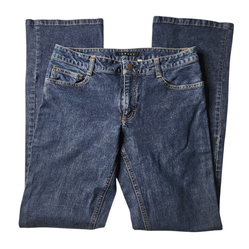 Theory Flare Leg Jeans Mid Rise Medium Wash Retro Denim Womens 6